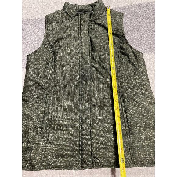 J. Jill Quilted Puffer Vest Womens SP Small Petite Herringbone Insulated Green - Picture 2 of 11